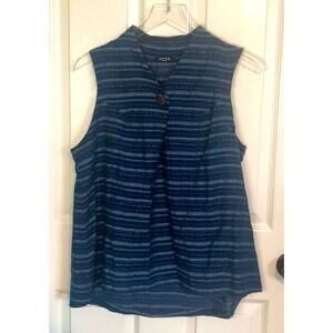 OTTE New York Blue & White Cotton Tank Top Cool & Comfortable - Size 0/Small